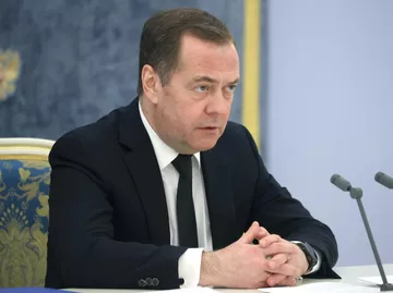 Заместитель председателя Совета безопасности РФ, председатель партии Единая Россия Дмитрий Медведев проводит заседание президиума Совета при президенте РФ по науке и образованию