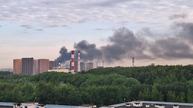 Пожар на складе на востоке Москвы