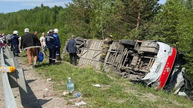 На месте ДТП с участием пассажирского автобуса на трассе Пермь-Березники