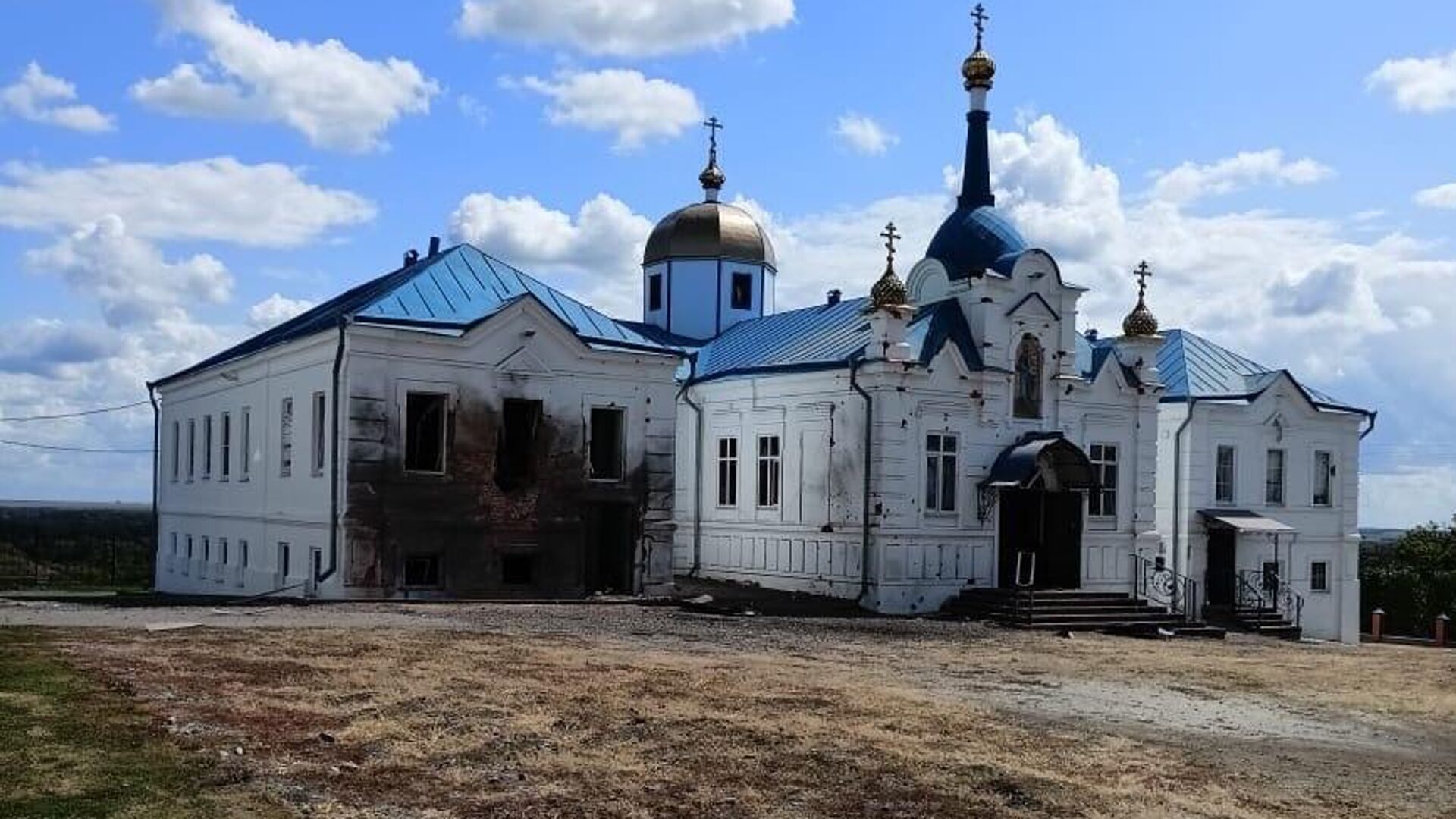 Главный собор мужского монастыря возле города Суджа в Курской области после обстрела ВСУ - РИА Новости, 1920, 06.08.2024