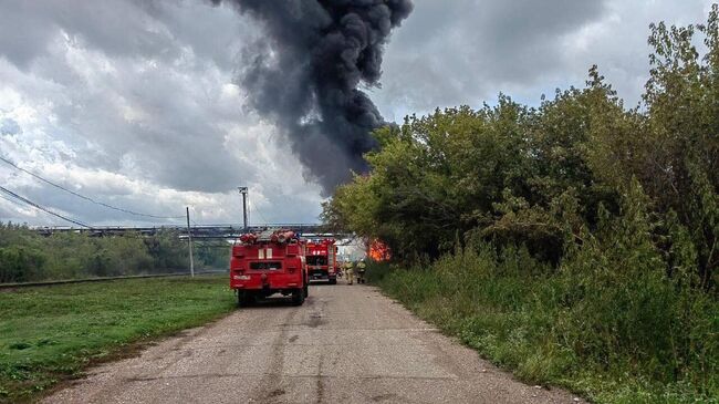 Пожар на линии газопровода в Стерлитамаке