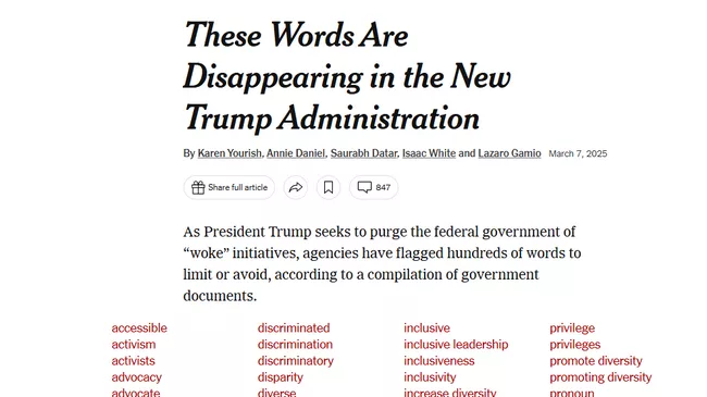 Трамп запрещенные слова