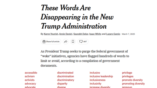 Трамп запрещенные слова