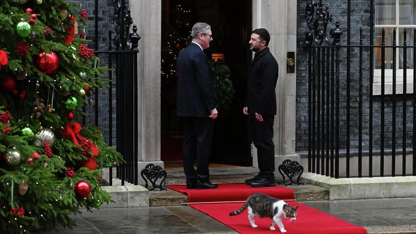 Владимир Зеленский, Кир Стармер и кот Ларри в Лондоне - РИА Новости, 1920, 09.12.2025