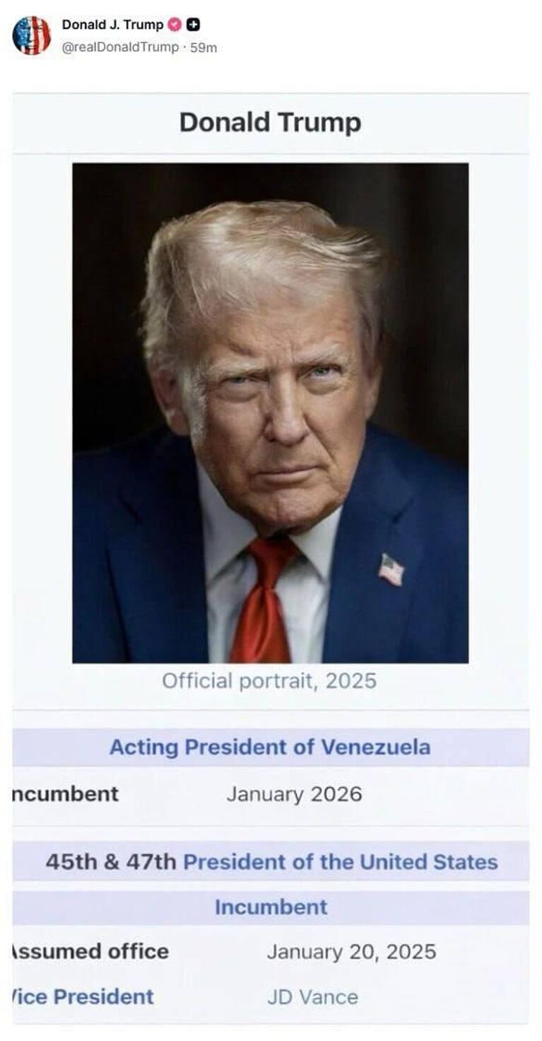 Трамп провозгласил себя президентом Венесуэлы