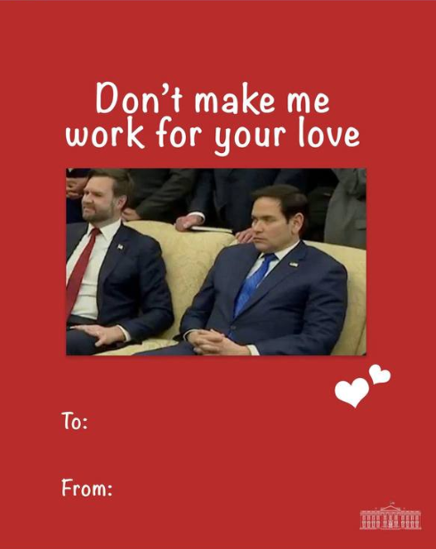 Опубликованная Белым домом валентинка с Рубио - РИА Новости, 1920, 14.02.2026