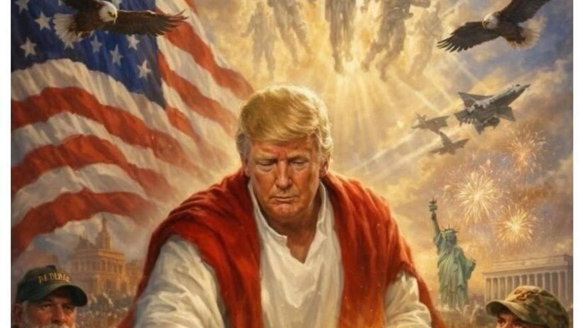 Скриншот из соцсети Truth Social, Трамп в образе целителя - РИА Новости, 1920, 13.04.2026