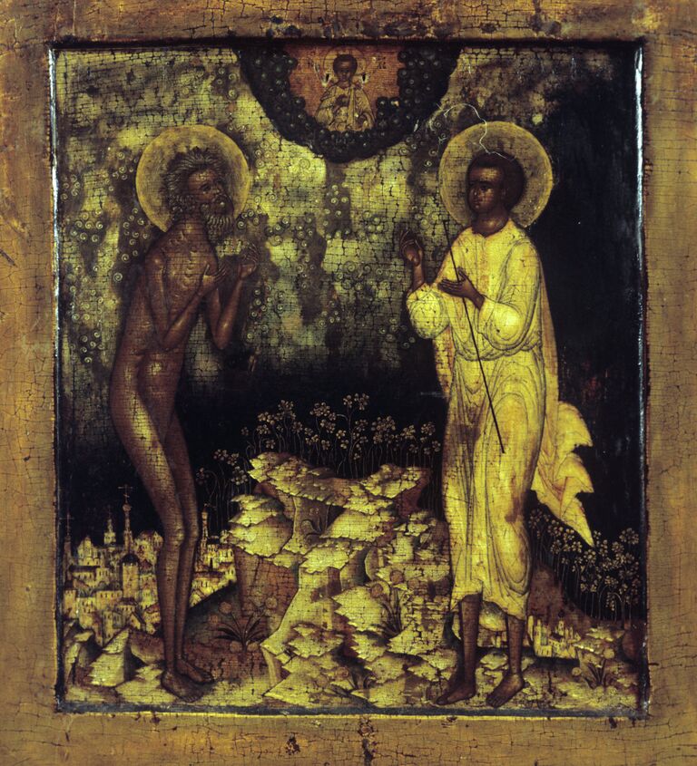 Икона Василий Блаженный и Артемий Веркольский. Начало XVII века