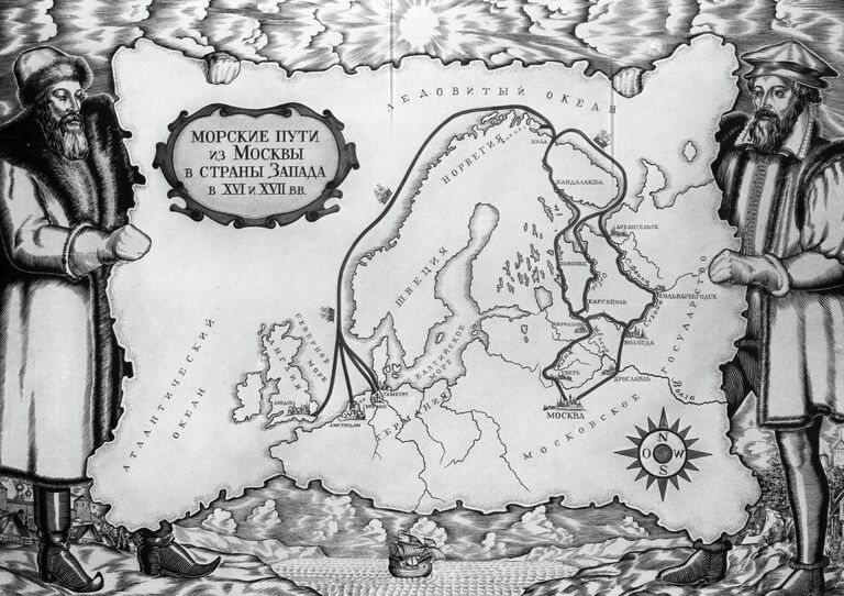 Карта морских путей из Москвы в Европу