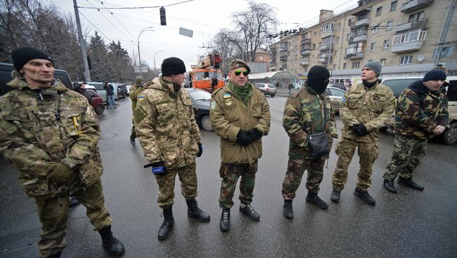 Митинг батальона Айдар у Минобороны Украины