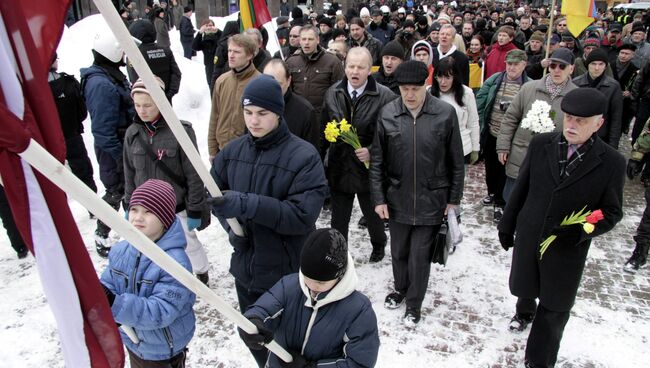 Шествие ветеранов легиона Ваффен СС в Риге. Архивное фото