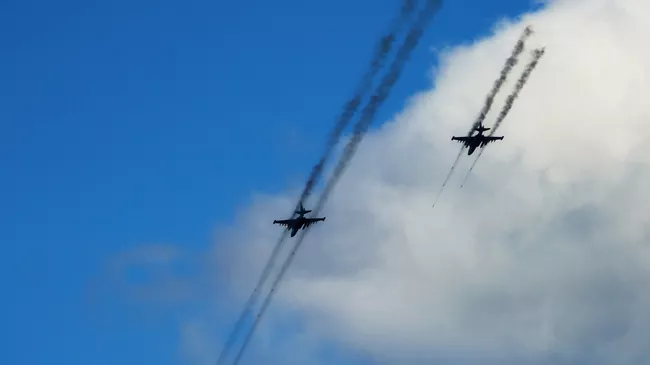 Самолеты Су-25 авиационной группы Военно-воздушных сил Белоруссии 