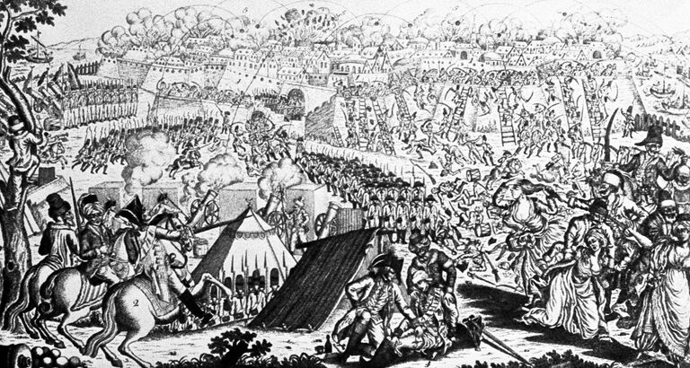 Гравюра Штурм Измаила 11-22 декабря 1790 года под командованием А.Суворова. Государственный Исторический музей. Репродукция