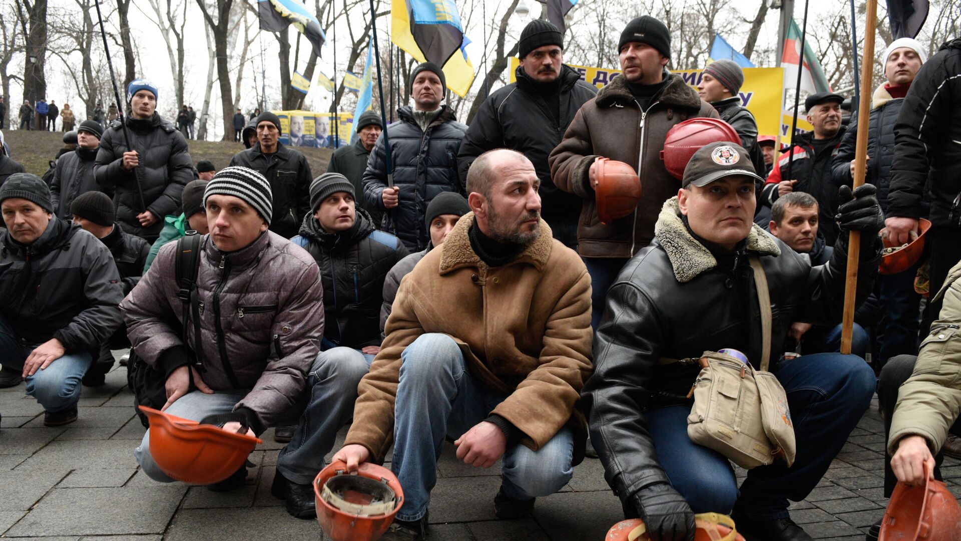 Украинские шахтеры на митинге у здания Верховной Рады Украины - РИА Новости, 1920, 13.09.2020