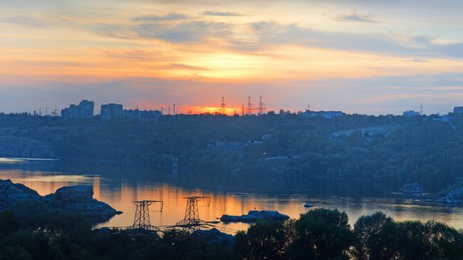 Вид на Запорожье, Украина, архивное фото