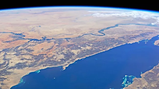 Красное море и река Нил, снятые с МКС. Архивное фото