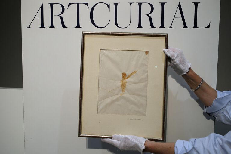 Акварельный рисунок - изображение Маленького принца, выполненный Антуаном де Сент-Экзюпери на аукционе дома Artcurial. 31 мая 2016 год