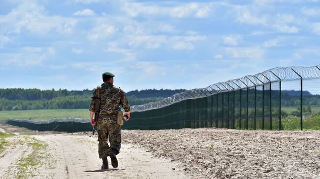 Украинский пограничник на участке российско-украинской границы