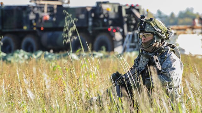 Американский военный во время учений в Германии, архивное фото