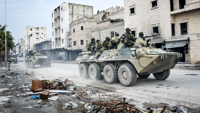 Сводный отряд Международного противоминного центра ВС РФ во время работ по разминированию восточных районов Алеппо Сводный отряд Международного противоминного центра ВС РФ во время работ по разминированию восточных районов Алеппо