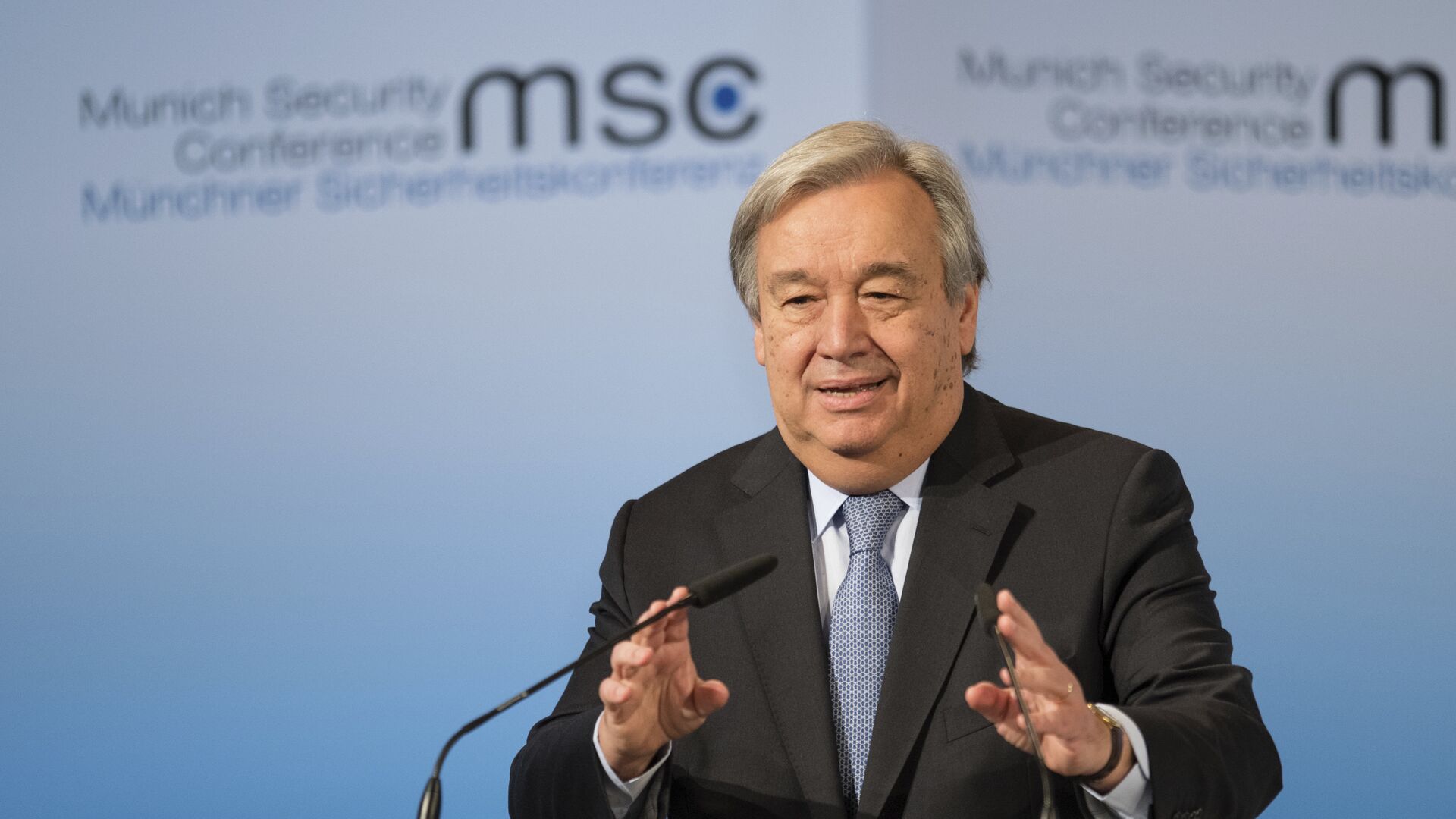Генеральный секретарь ООН Антониу Гуттериш во время выступления на конференции по безопасности в Мюнхене. 18 февраля 2017 года  - РИА Новости, 1920, 30.04.2026