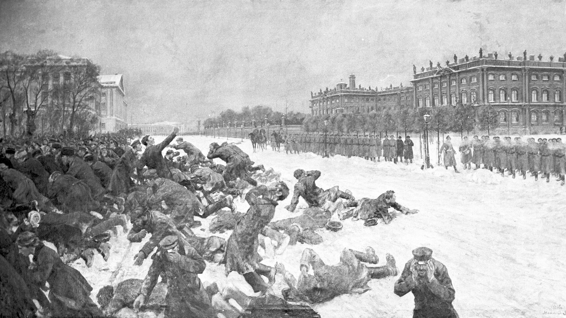 Репродукция картины И. А. Владимирова Кровавое воскресенье - РИА Новости, 1920, 21.02.2026