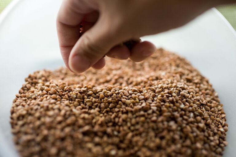 Гречневая крупа, купленная в одном из продуктовых магазинов города Омска. 11 августа 2017