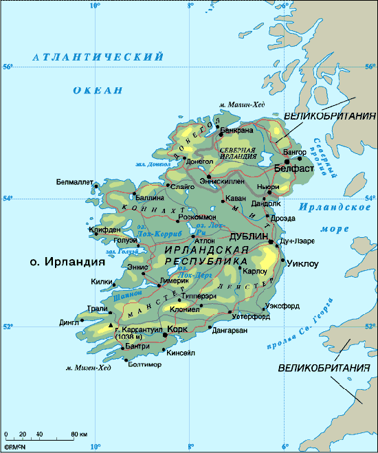 Карта Ирландии