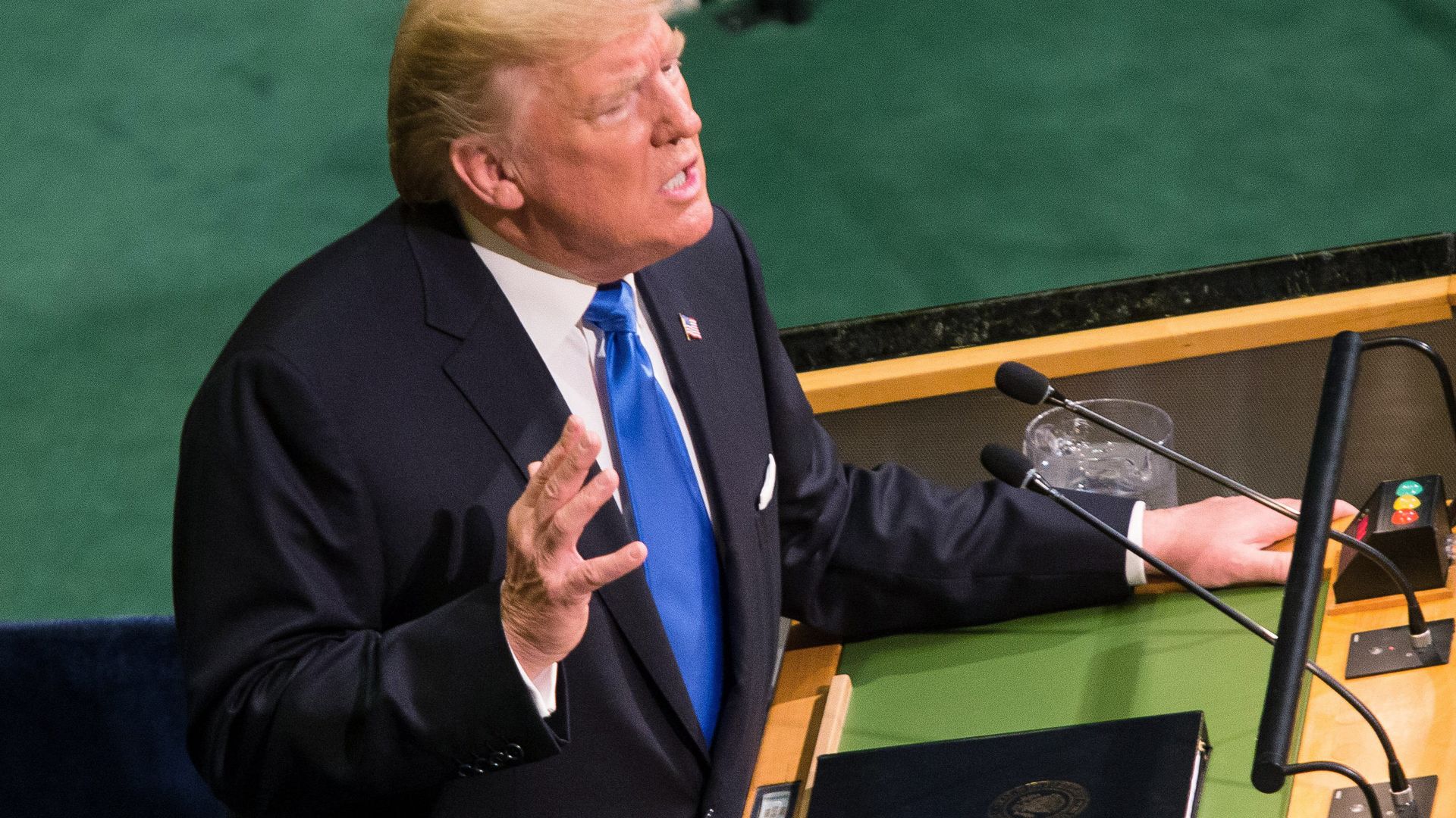 Дональд Трамп выступает на заседании Генеральной Ассамблеи ООН в Нью-Йорке. 19 сентября 2017 - РИА Новости, 1920, 22.09.2026