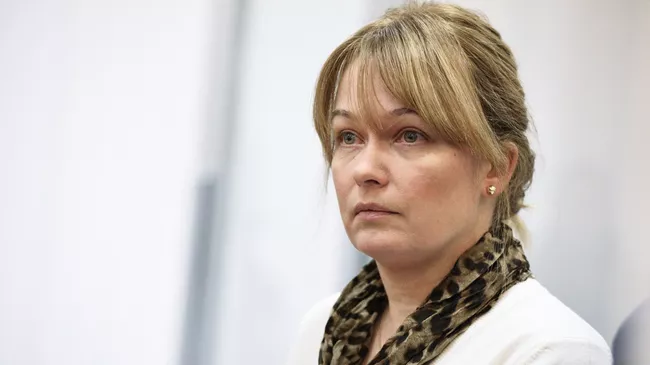 Супруга Михаила Саакашвили Сандра Рулофс-Саакашвили на заседании Апелляционного суда в Киеве