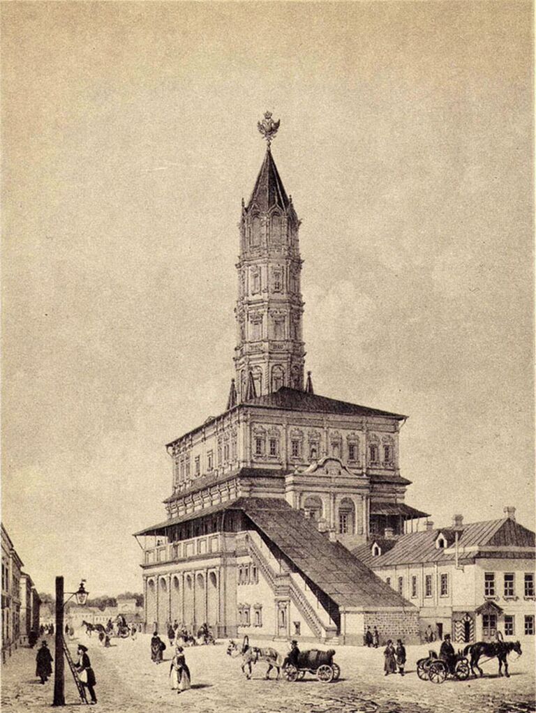 Масляный фонарь у Сухаревой башни, 1-я половина XIX века. Масляный фонарь у Сухаревой башни, 1-я половина XIX века.