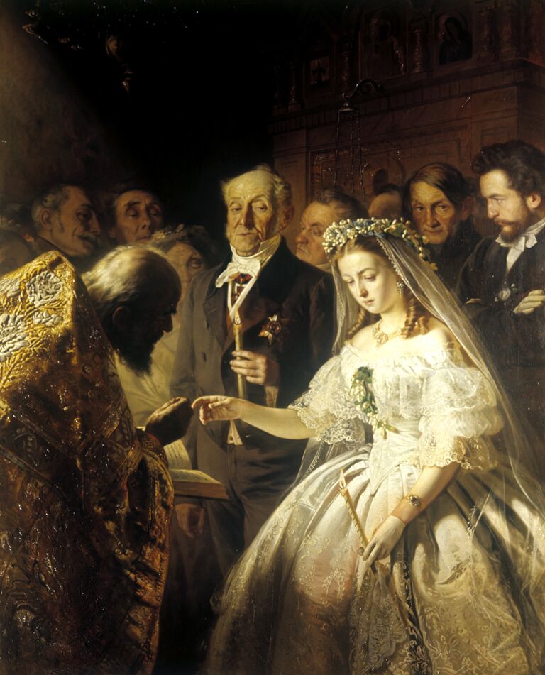 Репродукция картины В.В. Пукирева Неравный брак. 1862 год. Государственная Третьяковская галерея