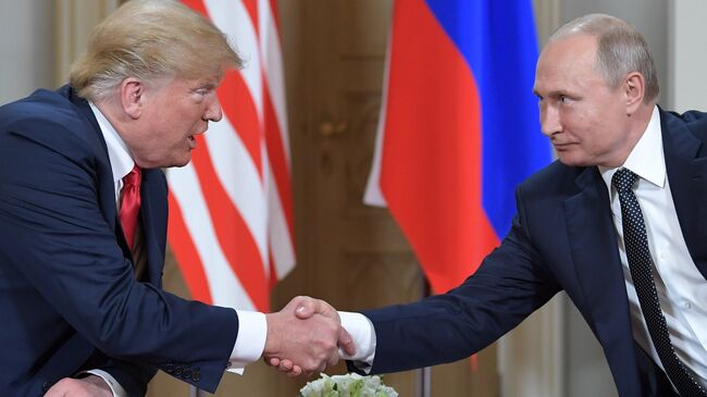 Встреча президента РФ Владимира Путина и президента США Дональда Трампа в Хельсинки. 16 июля 2018