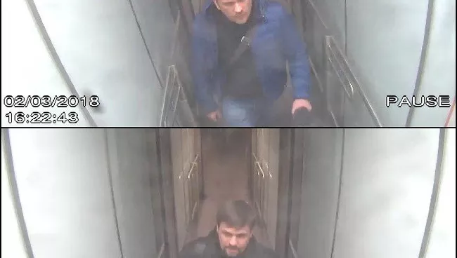 Подозреваемые в попытке убийства Сергея Скрипаля и его дочери Юлии в Солсбери Александр Петров и Руслан Боширов