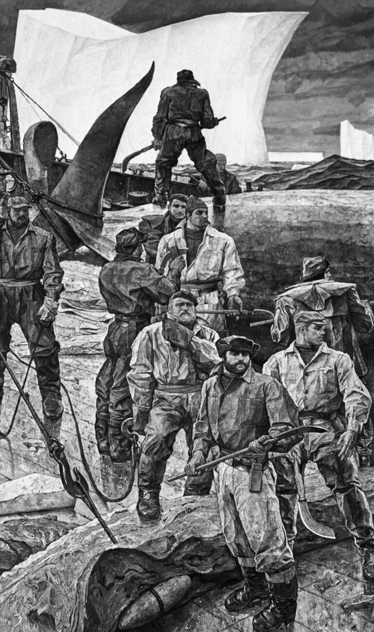 Репродукция картины Китобои работы художника В. Чеканюка