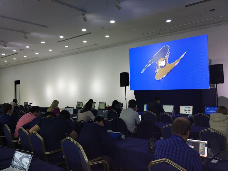 Журналисты во время заседания Высшего Евразийского экономического совета в Нур-Султане