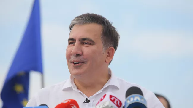Лидер политической партии Движение новых сил Михаил Саакашвили на пресс-конференции в Киеве. 13 июня 2019