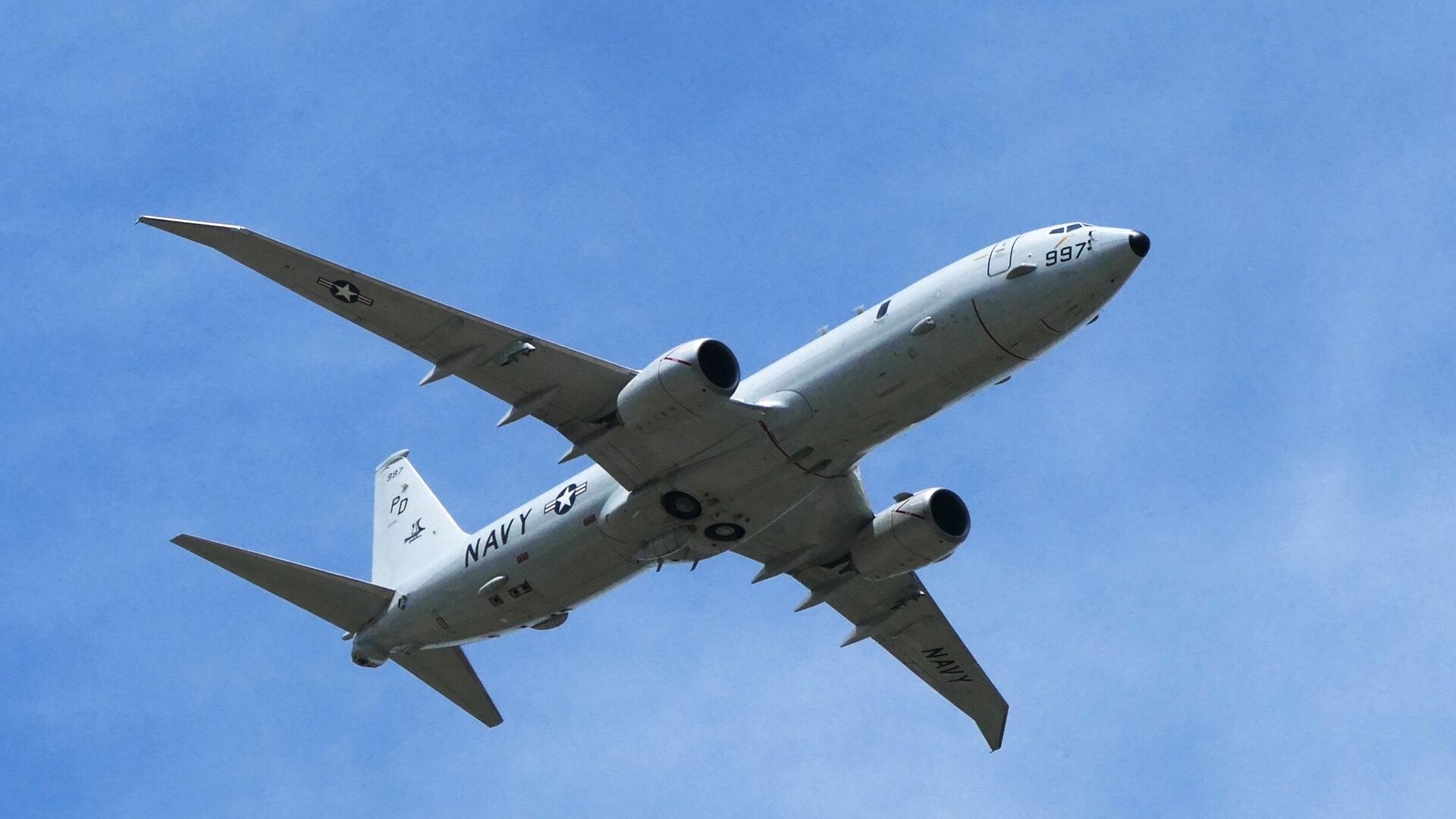 Самолет Boeing P-8 Poseidon военно-морских сил США во время учения стран НАТО Sea Breeze-2019 в Николаевской области - РИА Новости, 1920, 16.05.2021