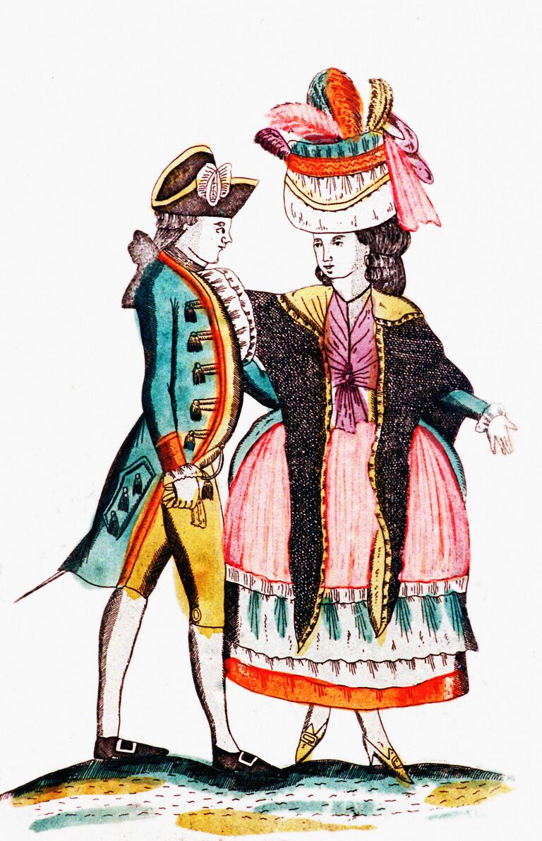 Кавалер с дамой. Лубок. Вторая половина XVIII века