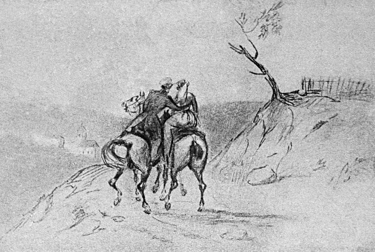 Репродукция карандашного рисунка из альбома поэта Михаила Лермонтова