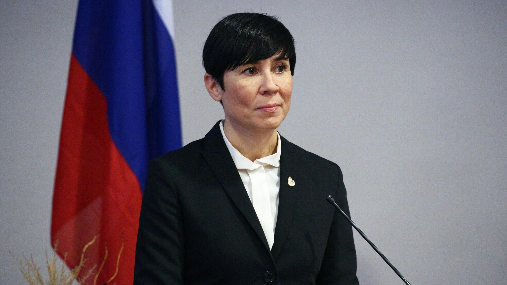 Министр иностранных дел Норвегии Ине Эриксен Сёрейд на пресс-конференции по итогам встречи c министром иностранных дел РФ Сергеем Лавровым  - РИА Новости, 1920, 16.11.2020