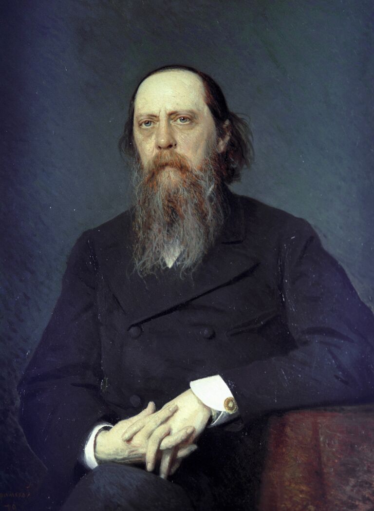 Репродукция портрета писателя Михаила Салтыкова-Щедрина работы художника Ивана Крамского