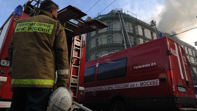 Пожар в центре Москвы