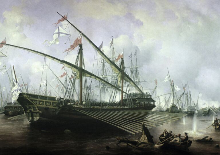 Репродукция картины Бой при Гренгаме 1720 г Репродукция картины Бой при Гренгаме 1720 г