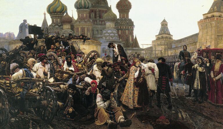 Картина Утро стрелецкой казни художника Василия Ивановича Сурикова, 1881 Картина Утро стрелецкой казни художника Василия Ивановича Сурикова, 1881
